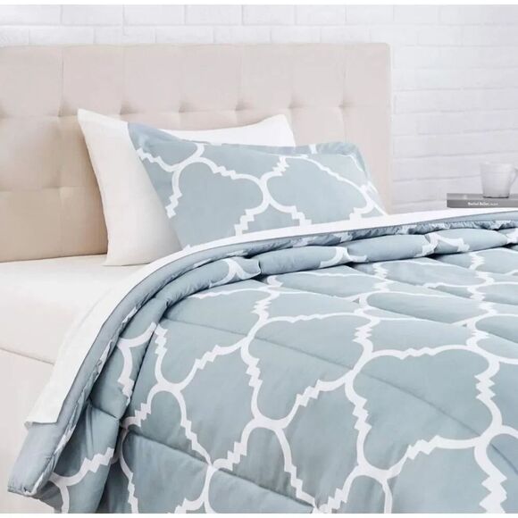 Twin comforter set gray and white twin Sheet Set Included - Picture 2 of 5